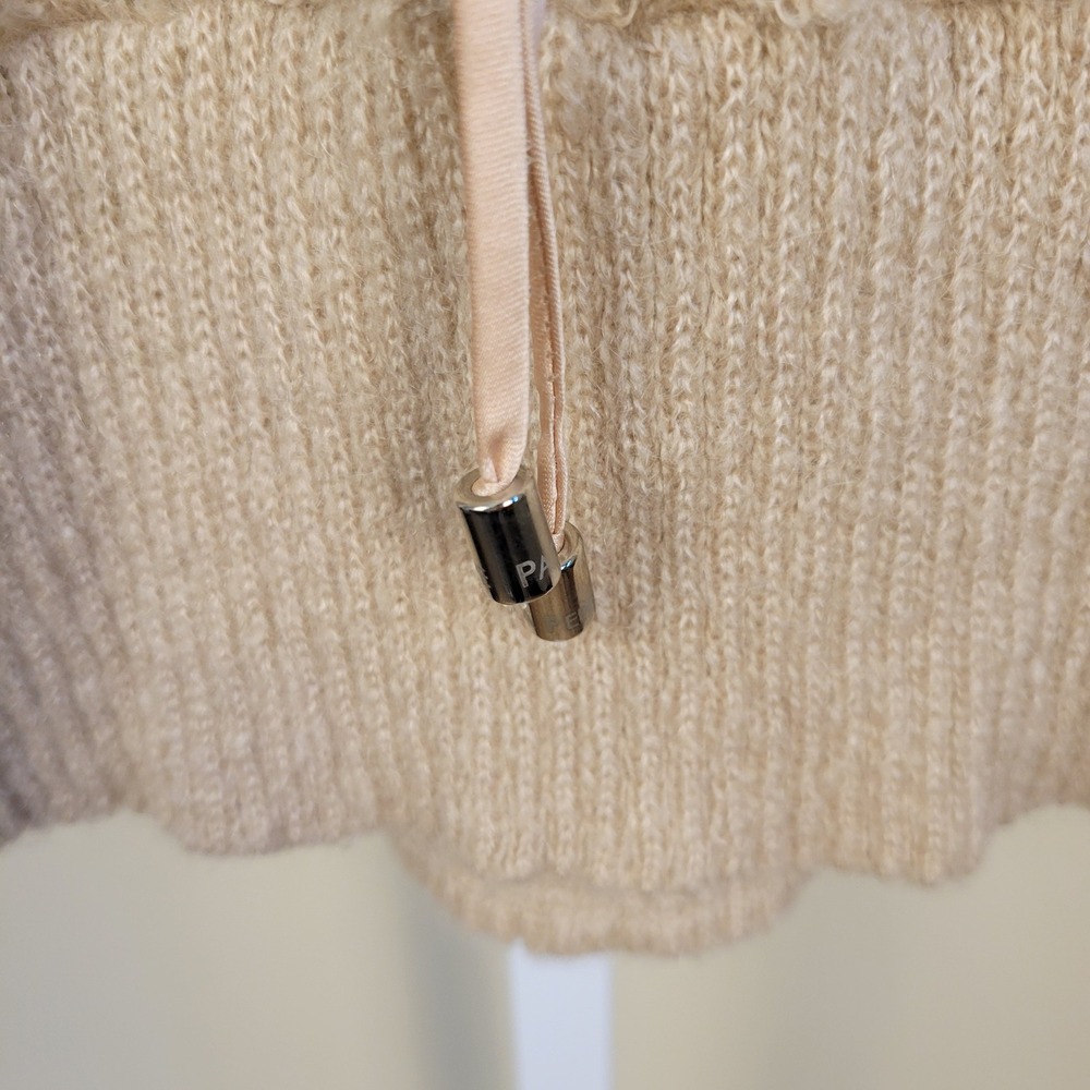 Patrizia Pepe Sera Women Beige Mohair Blend Open Knit V-Neck Tie Sweater Italy S - Picture 5 of 9